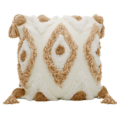 Intimates Bohemian Chic Tufted Design Sofa CushionDurable Material With Zip ClosureSoft Fabric With Textured LookBeige from B&Q