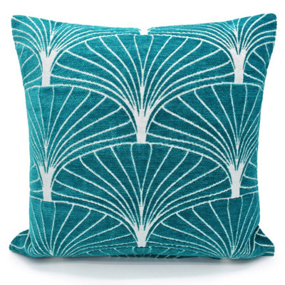 Velosso Soft Touch Chenille Decorative CushionZip ClosureStylish Cotton Chenille Sofa CushionContemporary StyleTeal from B&Q