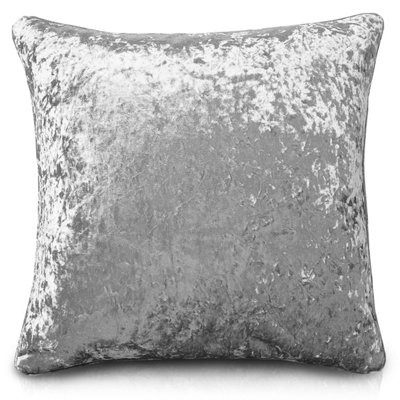 Intimates Luxury Crushed Velvet Sofa CushionZip ClosureMachine WashableDecorative Home Decor CushionSilver from B&Q