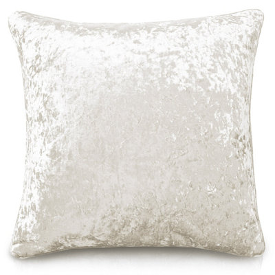 Intimates Luxury Crushed Velvet Sofa CushionZip ClosureMachine WashableDecorative Home Decor CushionCream from B&Q