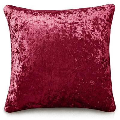 Intimates Luxury Crushed Velvet Sofa CushionZip ClosureMachine WashableDecorative Home Decor CushionRaspberry from B&Q