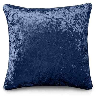 Intimates Luxury Crushed Velvet Sofa CushionZip ClosureMachine WashableDecorative Home Decor CushionNavy from B&Q