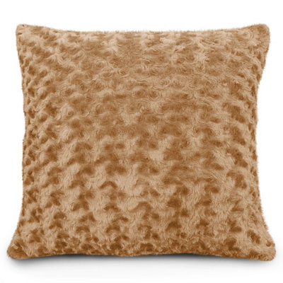 Velosso Snuggly Soft Touch Faux Fur Sofa CushionLuxurious Feel & Zip ClosurePerfect For Living Room DecorLatte from B&Q