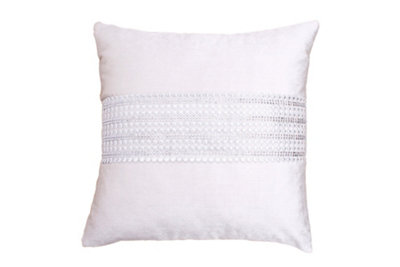 Intimates Elegant Design Sequin Panel Sofa CushionMatte Satin With Zip ClosureCream from B&Q