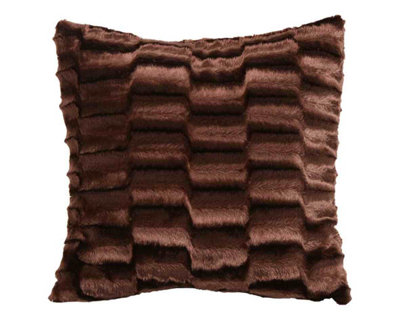 Intimates Snuggly Soft Textured Design Sofa CushionPlush Look Soft Fabric Fabric With Zip ClosureChocolate from B&Q