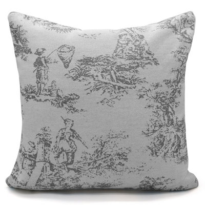 Velosso Classic Toille Pattern Tapestry CushionElegant French Country Style With Durable Zip ClosureGrey from B&Q