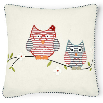 Intimates Whimsical Owl Motif Applique Design CushionZip ClosureBreathable And Durable Home DecorMulticolour from B&Q