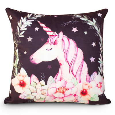 Velosso Magical Unicorn Printed CushionMicro Mink Decorative With Zip Closure,Multicolour from B&Q