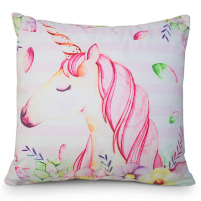 Velosso Whimsical Unicorn Design Micro Mink CushionSoft Texture With Zip ClosurePerfect For Sofa Cushion And Kids RoomMulticolour from B&Q