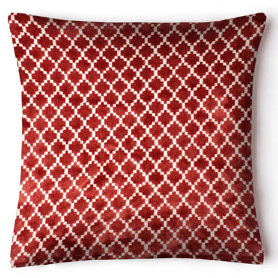 Intimates Chic Design Textured Velvet CushionSofa Accent With Zip ClosureRed from B&Q