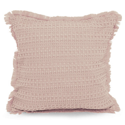 Velosso Shabby Chic Waffle Cotton CushionDecorative Sofa Throw Cushion With Zip ClosurePink from B&Q