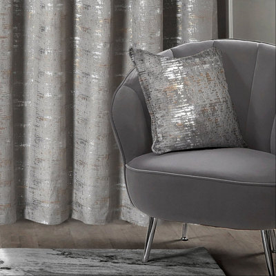 Intimates Distressed Metallic Velvet CushionSophisticated Sparkle Sofa DecorZip ClosureMachine WashableSilver from B&Q