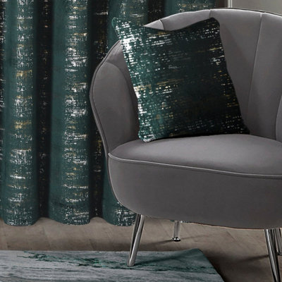 Intimates Distressed Metallic Velvet CushionSophisticated Sparkle Sofa DecorZip ClosureMachine WashableGreen from B&Q