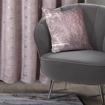 Intimates Distressed Metallic Velvet CushionSophisticated Sparkle Sofa DecorZip ClosureMachine WashableDusky from B&Q