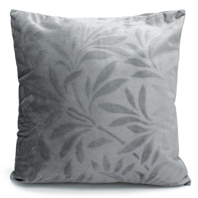 Velosso Elegant Grey And Pink Velvet Cushion With Flock DetailZip Closure And Soft TextureCushion For Home DecorGrey from B&Q