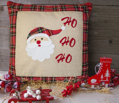 Velosso Festive Design Cotton Chenille CushionZip ClosureMachine WashableMulticolour from B&Q