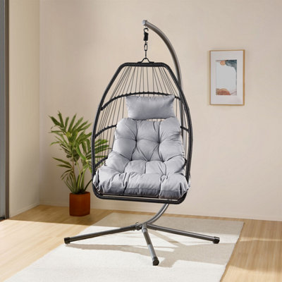 Home Republic Miami Hanging Egg Chair With Cushion Black