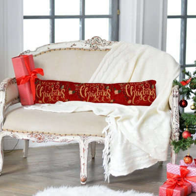 Noel Square Xmas Floral Draught Excluder 90cm Red Chenille - Image 4