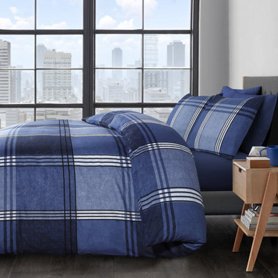 Velosso Stylish Bedroom Decor Duvet Cover SetBreathable Cotton Blend Bedding Ensemble With Button EnclosureMachine WashableBlue from B&Q