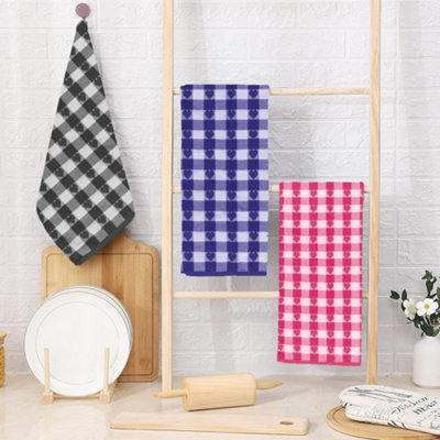 Velosso Jacquard Hearts Pattern Easy Care Tea TowelsPack Of 3 from B&Q