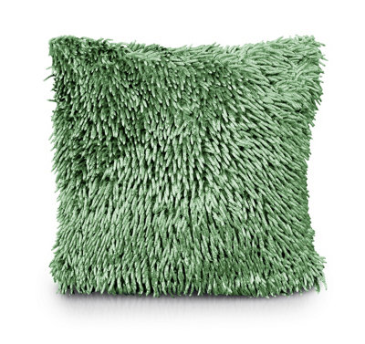 Velosso Velvet Touch Shaggy Chenille CushionSoft TextureZip ClosureMachine WashableLuxury Living Room DecorSage from B&Q