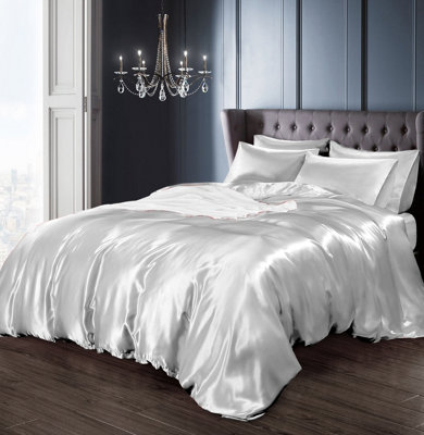 Intimates Luxury Faux Silk Duvet Cover & Pillowcase SetStylish Bed Linen With Smooth Satin-Like FinishMachine WashableWhite from B&Q