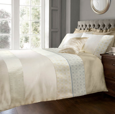 Sweet Dreams Modern Design Soft Fabric Duvet Cover Set With Pillowcases Cream from B&Q