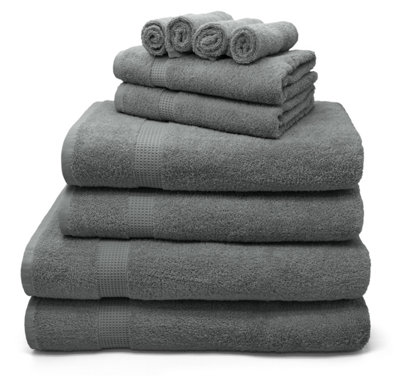 Velosso Luxury 100% Egyptian Cotton Towels 550Gsm Soft & Absorbent Cotton Towels GreyFace Cloth from B&Q