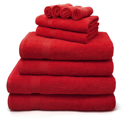 Velosso Luxury 100% Egyptian Cotton Towels 550Gsm Soft & Absorbent Cotton Towels RedBath Towel from B&Q