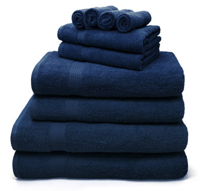 Velosso Luxury 100% Egyptian Cotton Towels 550Gsm Soft & Absorbent Cotton Towels NavyFace Cloth from B&Q