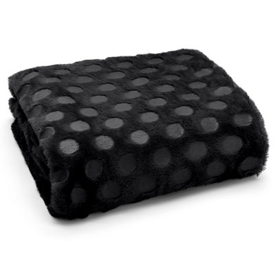 Velosso Cosy Lounge Plush Popcorn Effect Faux Fur Throw BlanketHeat SetSoft TextureDurable FabricSize 127Cmx150CmBlack from B&Q