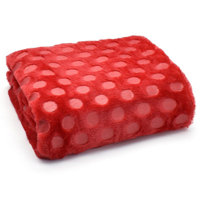 Velosso Cosy Lounge Plush Popcorn Effect Faux Fur Throw BlanketHeat SetSoft TextureDurable FabricSize 127Cmx150CmRed from B&Q