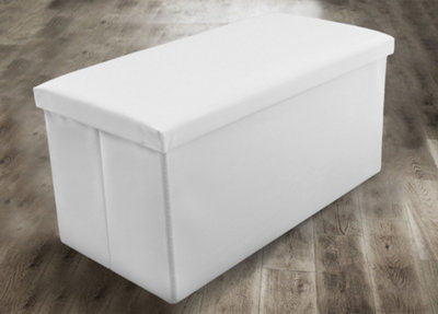 Home Republic Faux Leather Storage OttomanTwo Seater White from B&Q