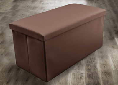 Home Republic Faux Leather Storage OttomanTwo Seater Brown from B&Q