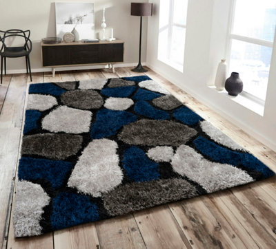Home Republic Pebbles Shaggy RugNavy from B&Q