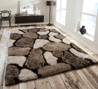 Home Republic Pebbles Shaggy RugChocolate from B&Q