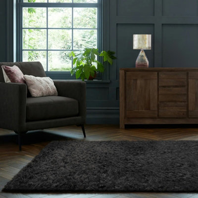 Home Republic Montana Fluffy RugCharcoal from B&Q