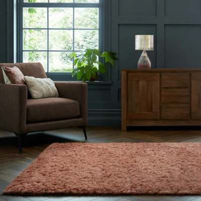 Home Republic Montana Fluffy RugTerracotta from B&Q