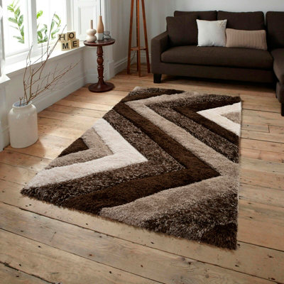 Home Republic Chevron Shaggy RugBeige from B&Q