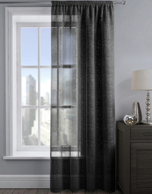 Velosso Alessandria Sparkle Slot Top Voile PanelBlack from B&Q