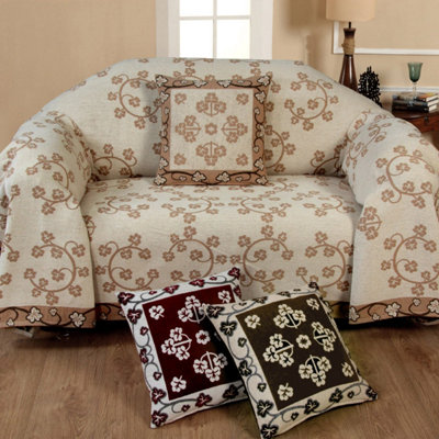 Ashley Mills Chic Accent Floral Trellis Print Cotton Woven Throw Blanket In Exquisite PlushSize 50Cmx60CmMachine WashableChocolate from B&Q