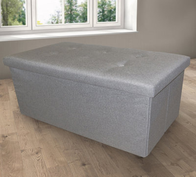 Home Republic Linen Storage Ottoman - Two Seater Grey
