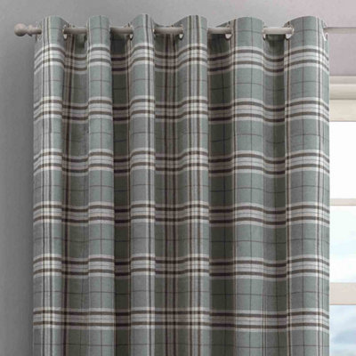 Intimates Hugo Check Ready Made Eyelet CurtainsGrey from B&Q