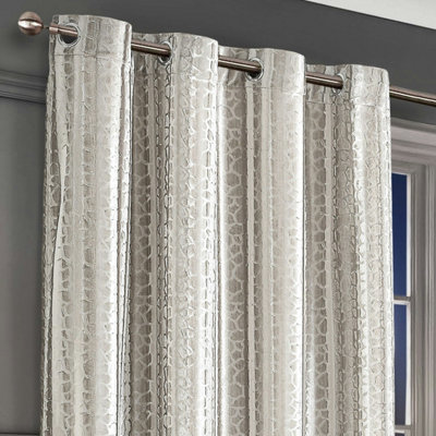 Intimates Verity Crushed Velvet Ready Made Eyelet CurtainsCream from B&Q