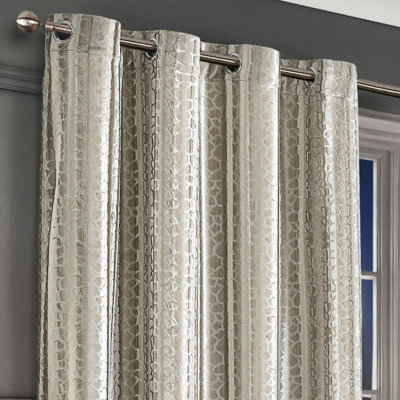 Intimates Verity Crushed Velvet Ready Made Eyelet CurtainsNatural from B&Q