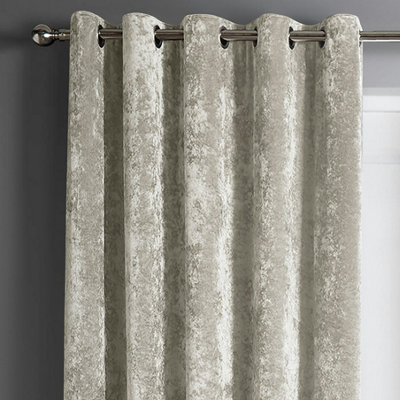 Intimates Crushed Velvet Ready Made Eyelet CurtainsNatural from B&Q