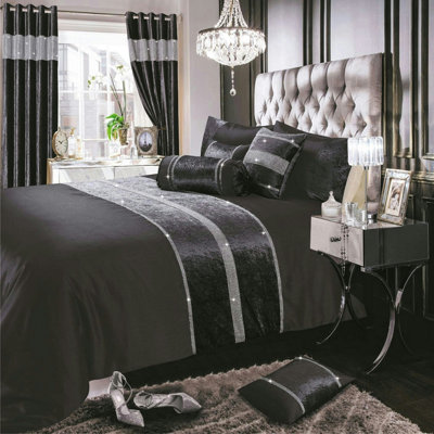 Intimates Crushed Velvet Duvet Cover & Pillowcase SetLuxurious & Soft Faux Silk Bedding SetButton EnclosureMachine WashableNatural from B&Q