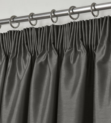 Intimates Modern Ring Top CurtainsReady-Made High-Quality Faux SilkMachine WashableEnergy-Saving Living Room CurtainsCharcoal from B&Q
