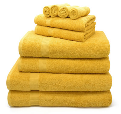 Velosso Luxury 100% Egyptian Cotton Towels 550Gsm Soft & Absorbent Cotton Towels MustardBath Sheet from B&Q