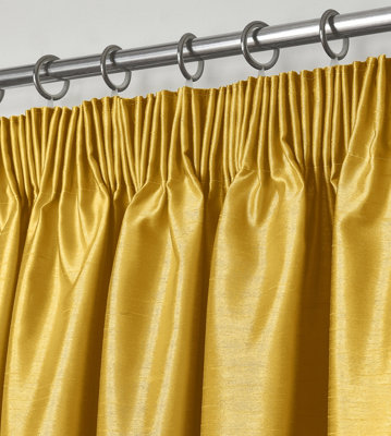 Intimates Modern Ring Top CurtainsReady-Made High-Quality Faux SilkMachine WashableEnergy-Saving Living Room CurtainsOchre from B&Q